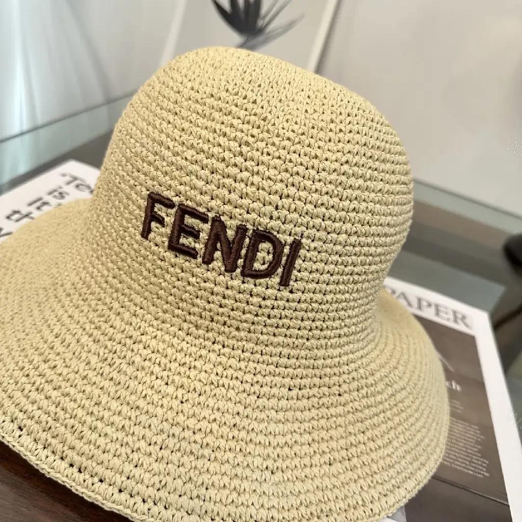 View 5 of Natural Beige Straw Bucket Hat with Crochet Pattern