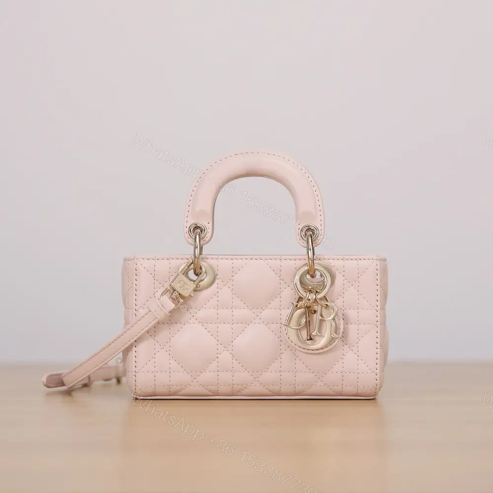 高仿Dior*LadyDJoy系列S0910M49P小羊皮戴妃包玫瑰粉Mini免檢版 — view 1