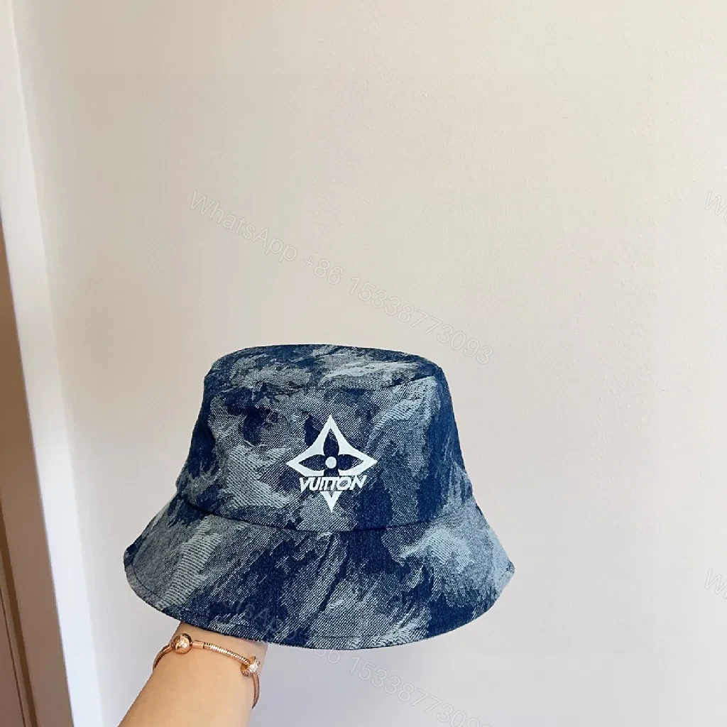 View 2 of Textured Denim Bucket Hat: Luxe, Designer-Inspired Emblem