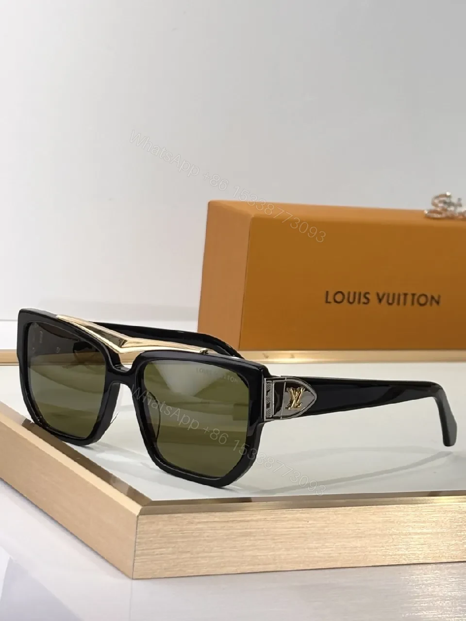View 2 of Tortoise Acetate Sunglasses: Oversized Square, LV Hardware, UV400