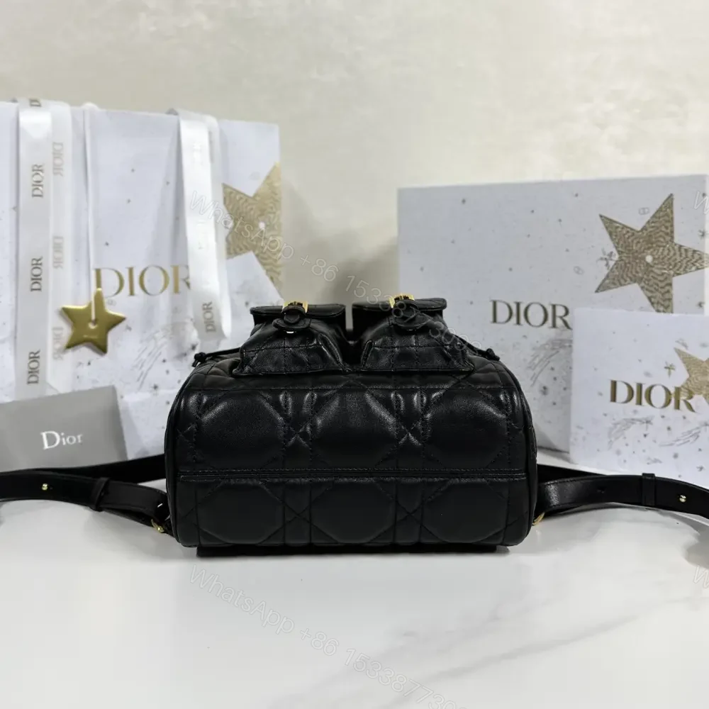 View 4 of 高仿Dior*Caro系列M6301M900小羊皮雙肩包黑色中號免檢版