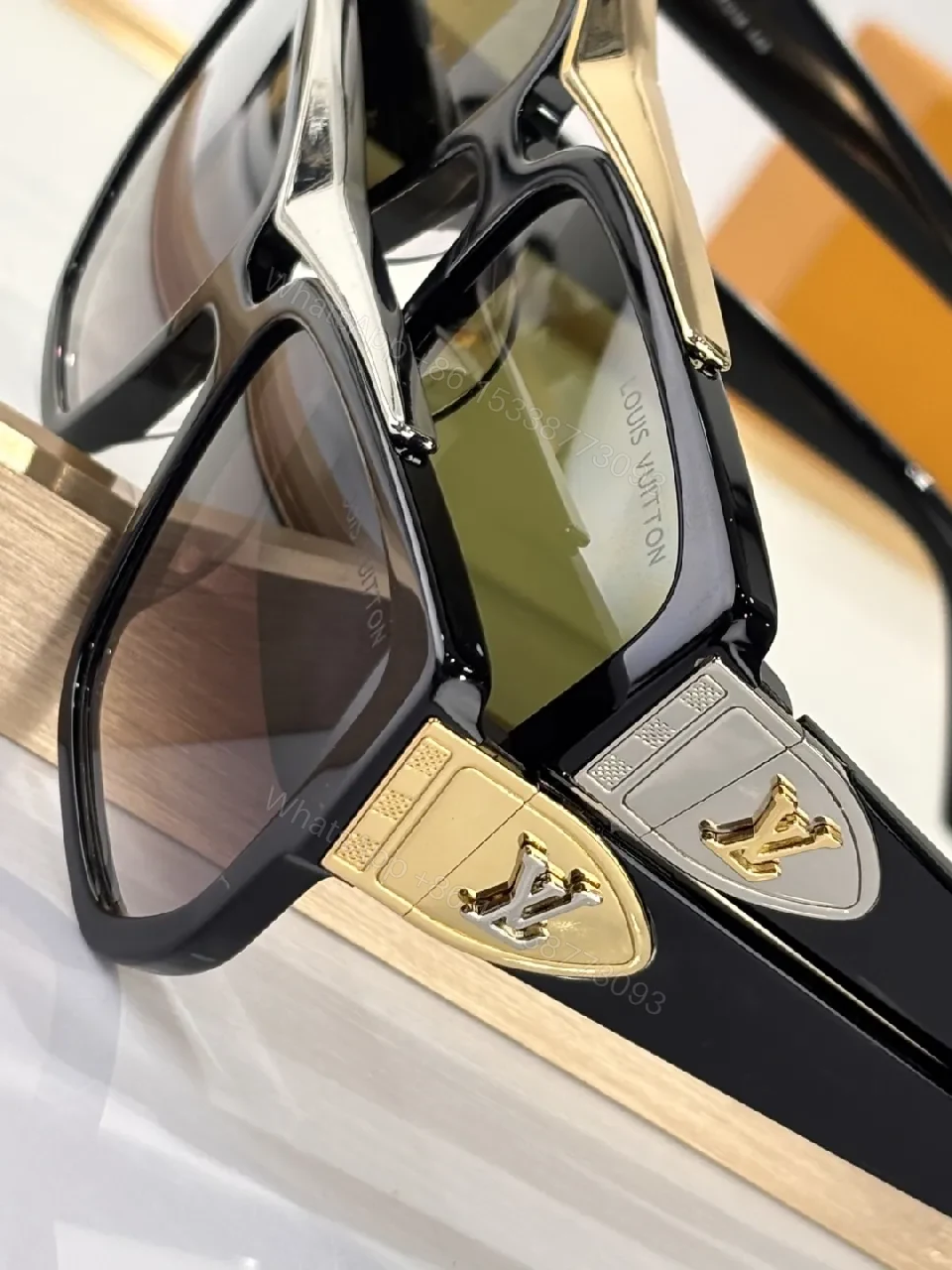 View 8 of Tortoise Acetate Sunglasses: Oversized Square, LV Hardware, UV400