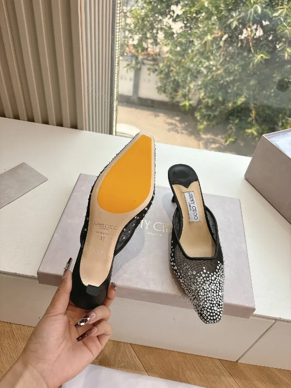 View 3 of Elegant Crystal-Embellished Slip-Ons: Luxe Comfort Mule