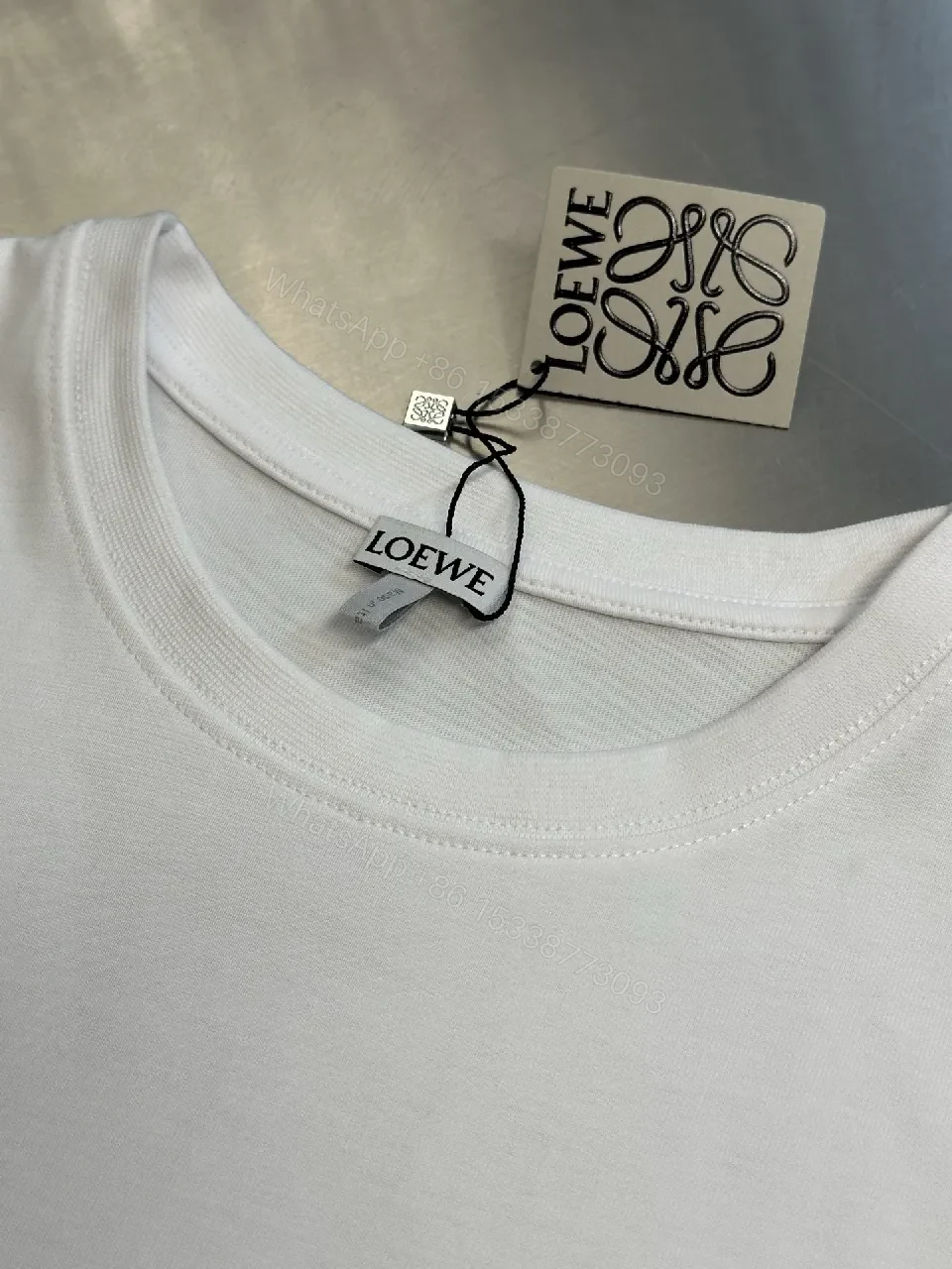 View 3 of White Cotton Tee Dress, Minimalist, LOEWE-inspired Pocket