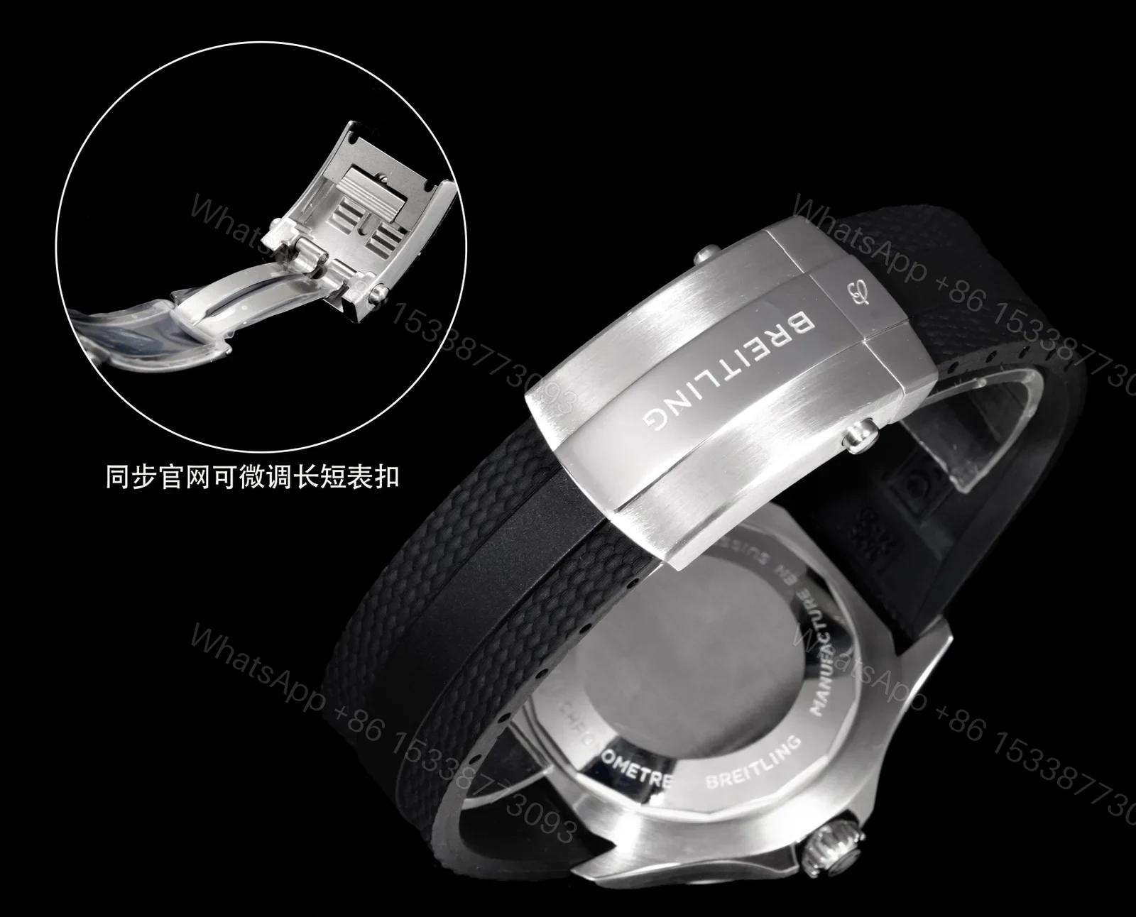 View 8 of Breitling Superocean Black Replica 46MM Premium Black Rubber Strap Diver Edition BT-SO-BLK-RBR-46
