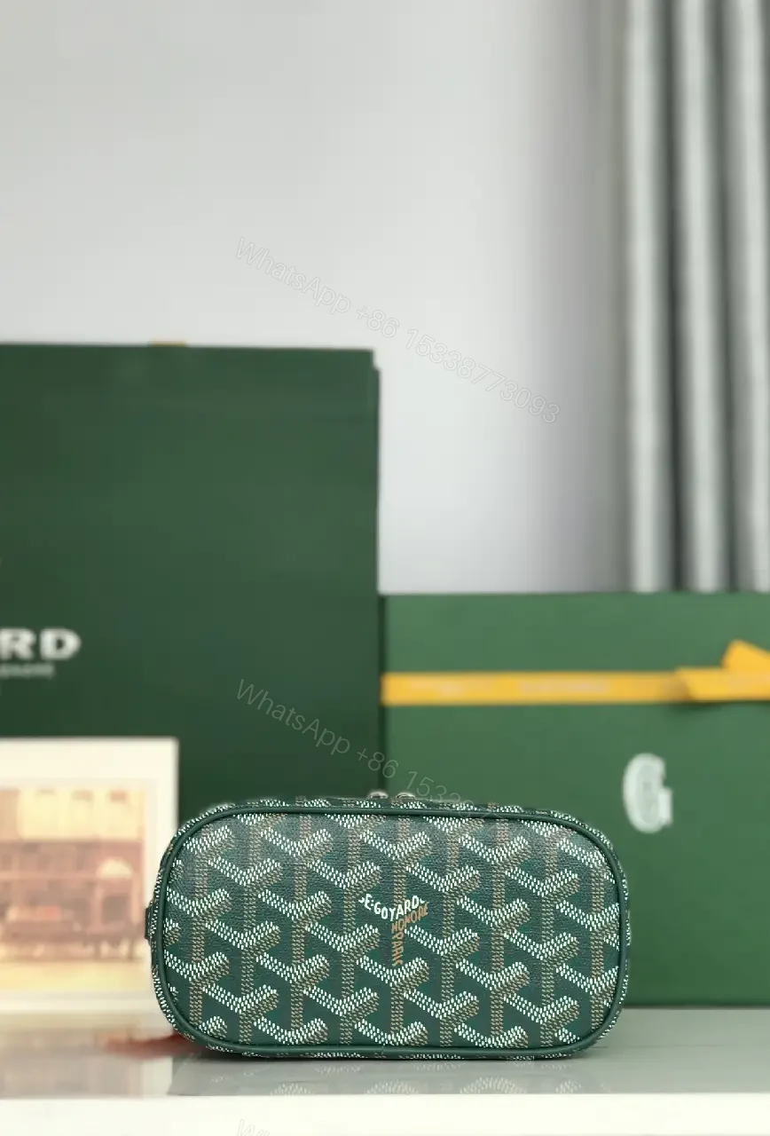 View 4 of Goyard-Inspired Textured Compact Case with Luxe Hardware