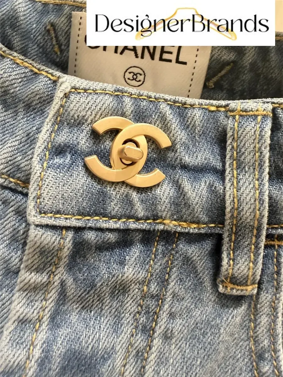 View 2 of Chanel Light Wash High-Waisted Straight-Leg Jeans