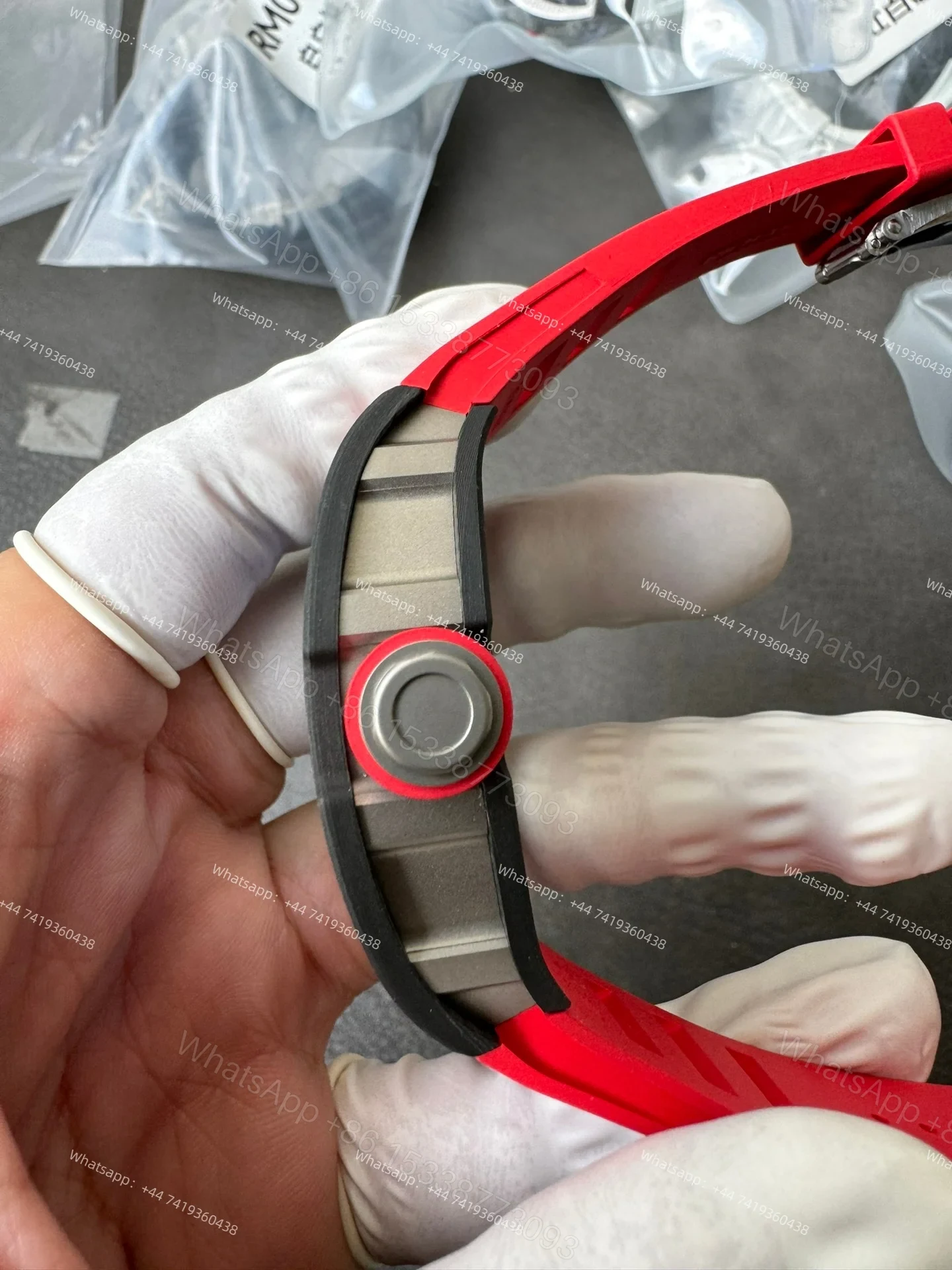 View 10 of Super Clone Richard Mille RM 055 Carbon TPT Red Rubber Strap 1:1 Replica Watch