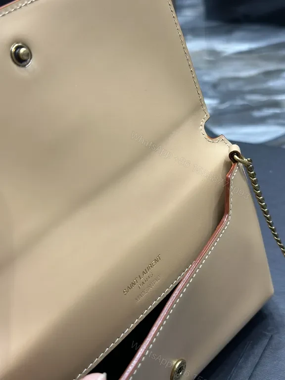View 8 of Chic Beige Leather Crossbody with Gold Emblem
