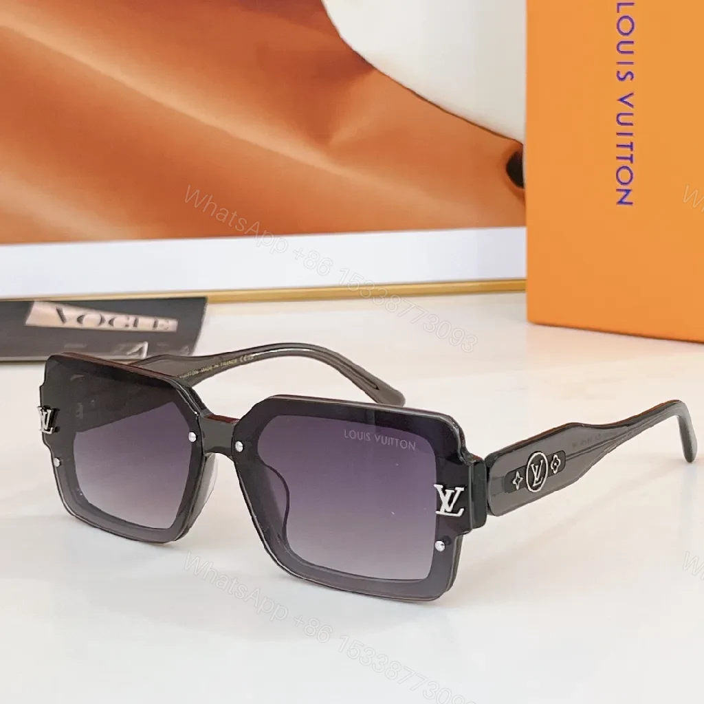 Bold Frame Sunglasses with LV Detailing - Square Acetate Shades — view 1