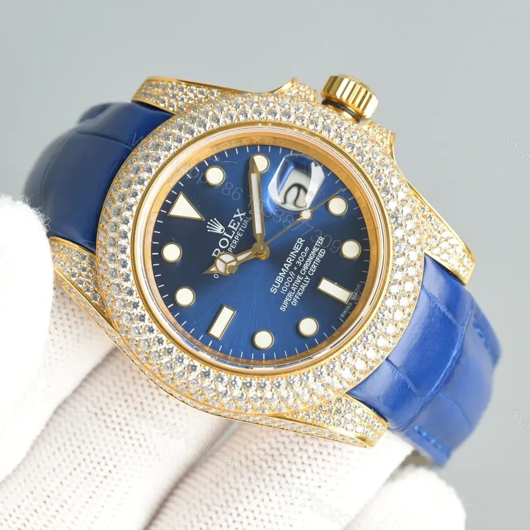 View 4 of Rolex Submariner Water Ghost Gold Diamond Collection Crocodile Leather Watch RLX-SUB-WG-GOLD-DIA-LEATHER