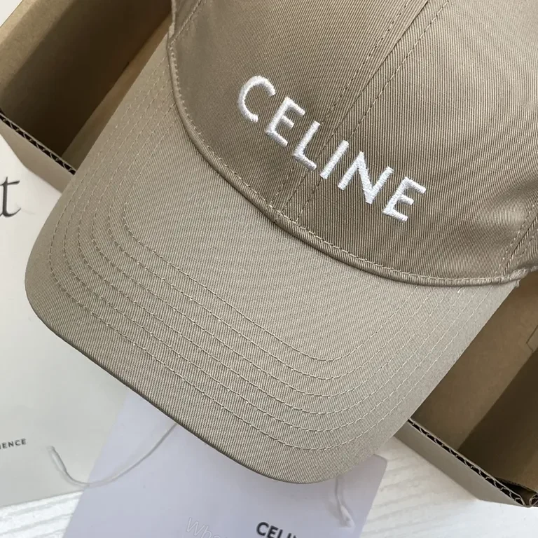 View 4 of Minimalist Luxury Cap - Beige Cotton, Structured, CELINE Embroidery Cap