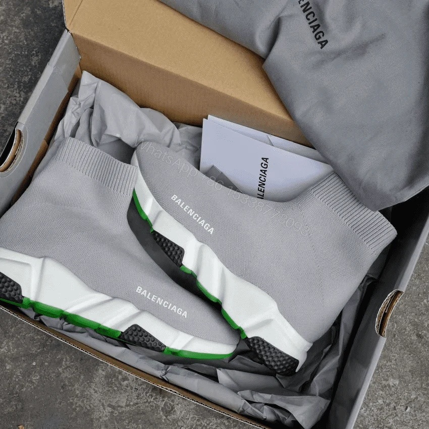 View 2 of BALENCIAGA SPEED TRAINER METALLIC SILVER NEON – BB19