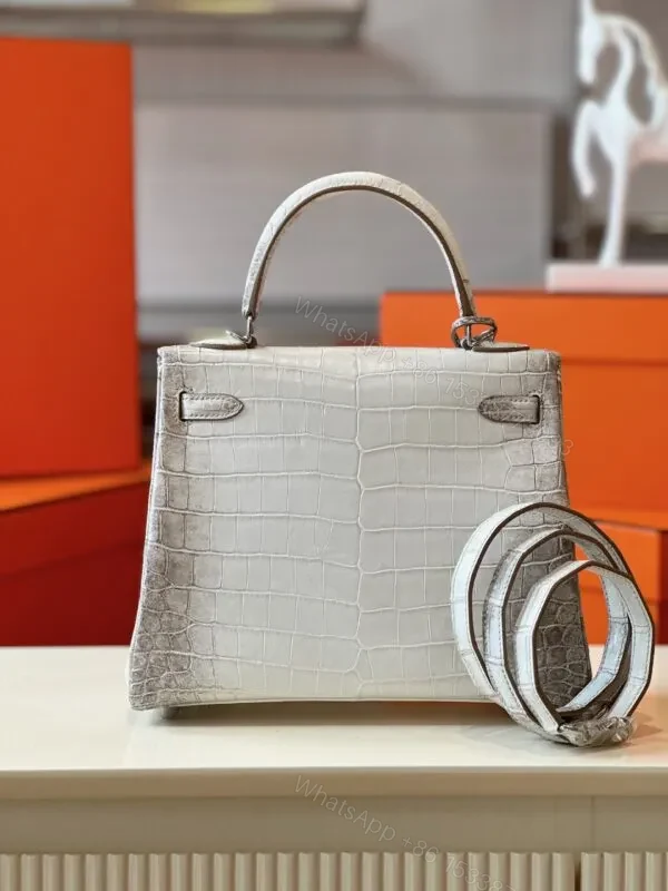 View 5 of HN 25 Himalaya Albino Genuine Crocodile Leather Palladium Hardware