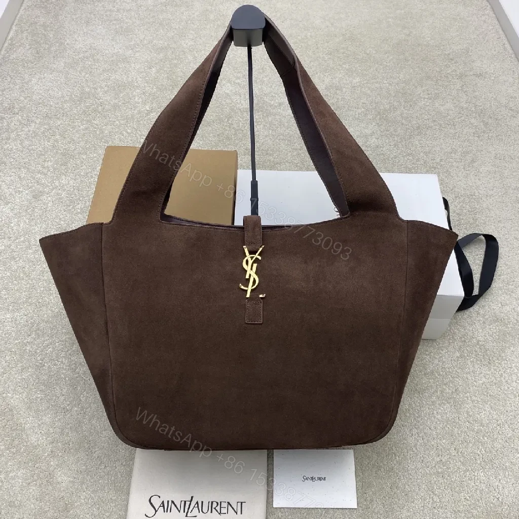 Chocolate Suede Tote – Luxe Everyday Carry with Gold Charm — view 1