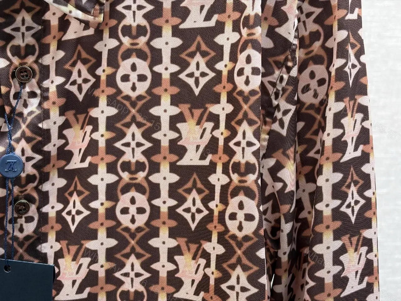 View 6 of Patterned Silk-Blend Shirt: Luxe Geometric Pattern, Silk-Blend, Buttoned Shirt