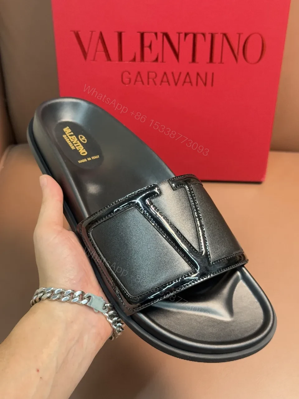 View 5 of Black Strap + Faux Leather + Chic Slide + All-Day Comfort + Sandals