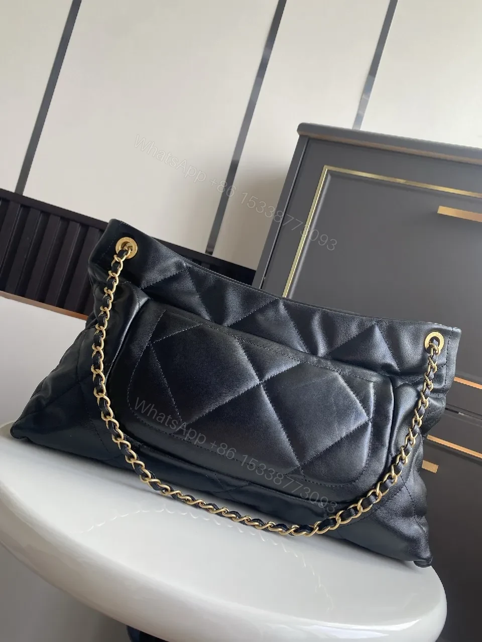 View 7 of Quilted Black Leather Tote: Luxury Street-Style Carryall