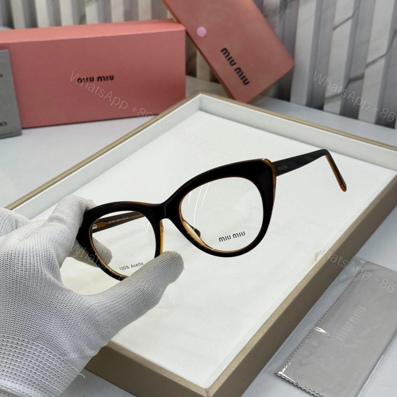 View 2 of Miu Miu Cat Eye Black Optical Frame