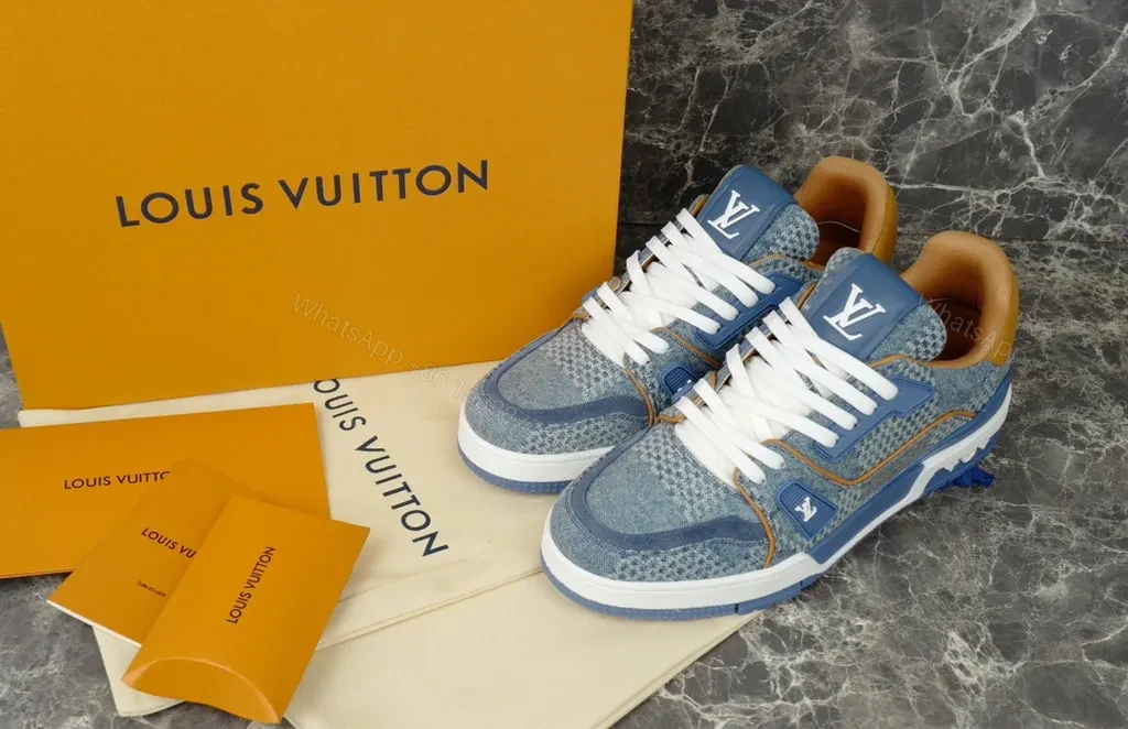View 5 of Denim Luxe LV High-Top Trainer with Signature Monogram Details