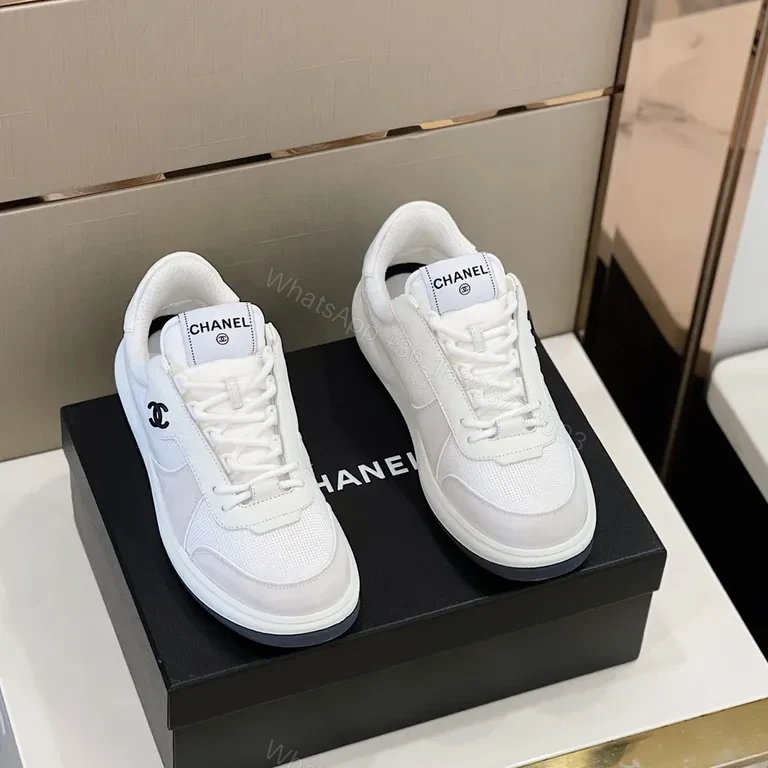 View 7 of White Chanel-Inspired Trainer, Luxe Minimal, All-Day Comfort