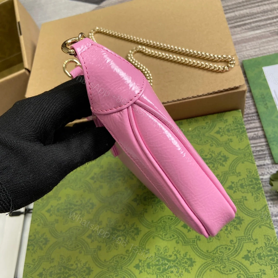 View 2 of JACKIE NOTTE MINI BAG 19 IN PINK CRACKED LACQUER CALFSKIN GOLD HARDWARE