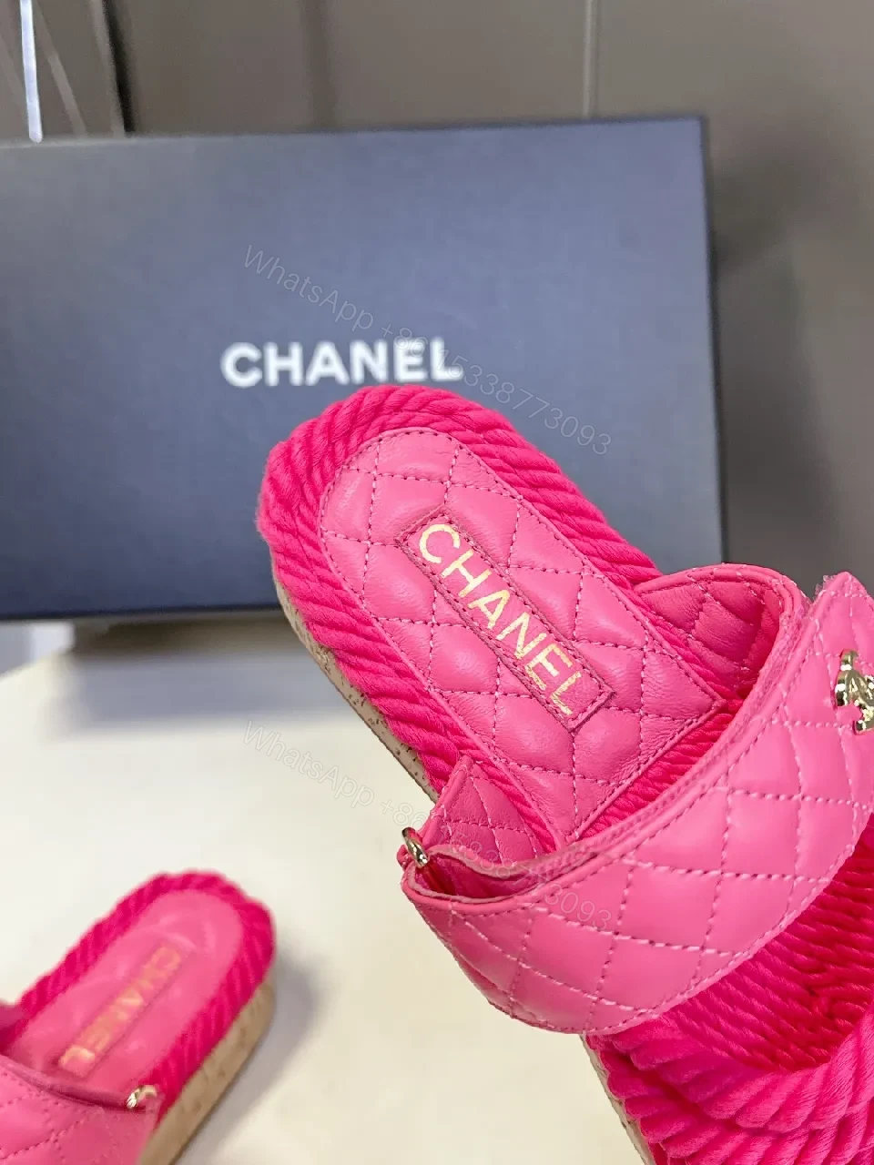 View 8 of Vibrant Pink Satin Sandals - Quilted, Braided, All-Day Comfort