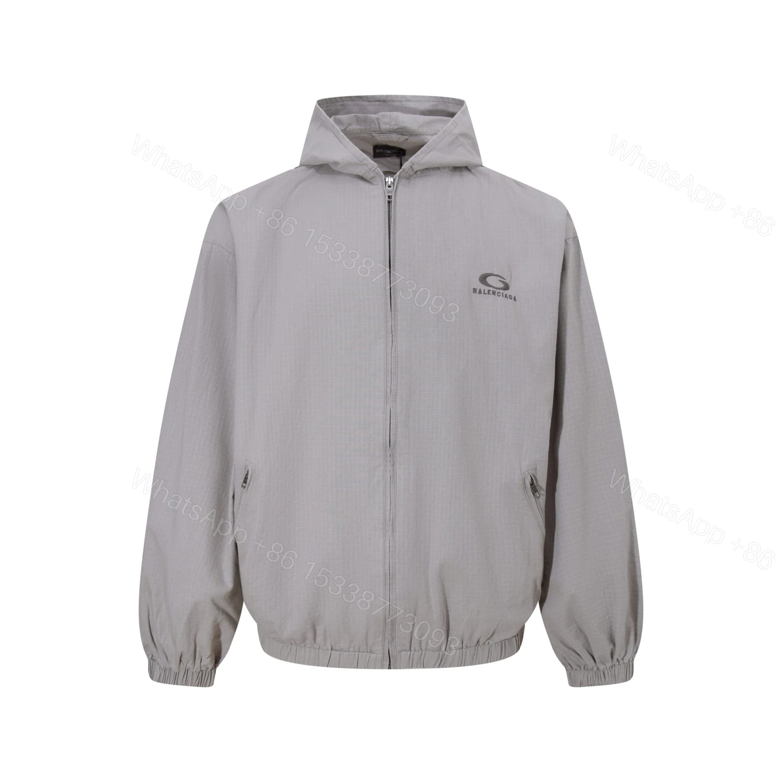 Balenciaga高仿輕薄連帽外套 淺灰防風機能簡約款 — view 1