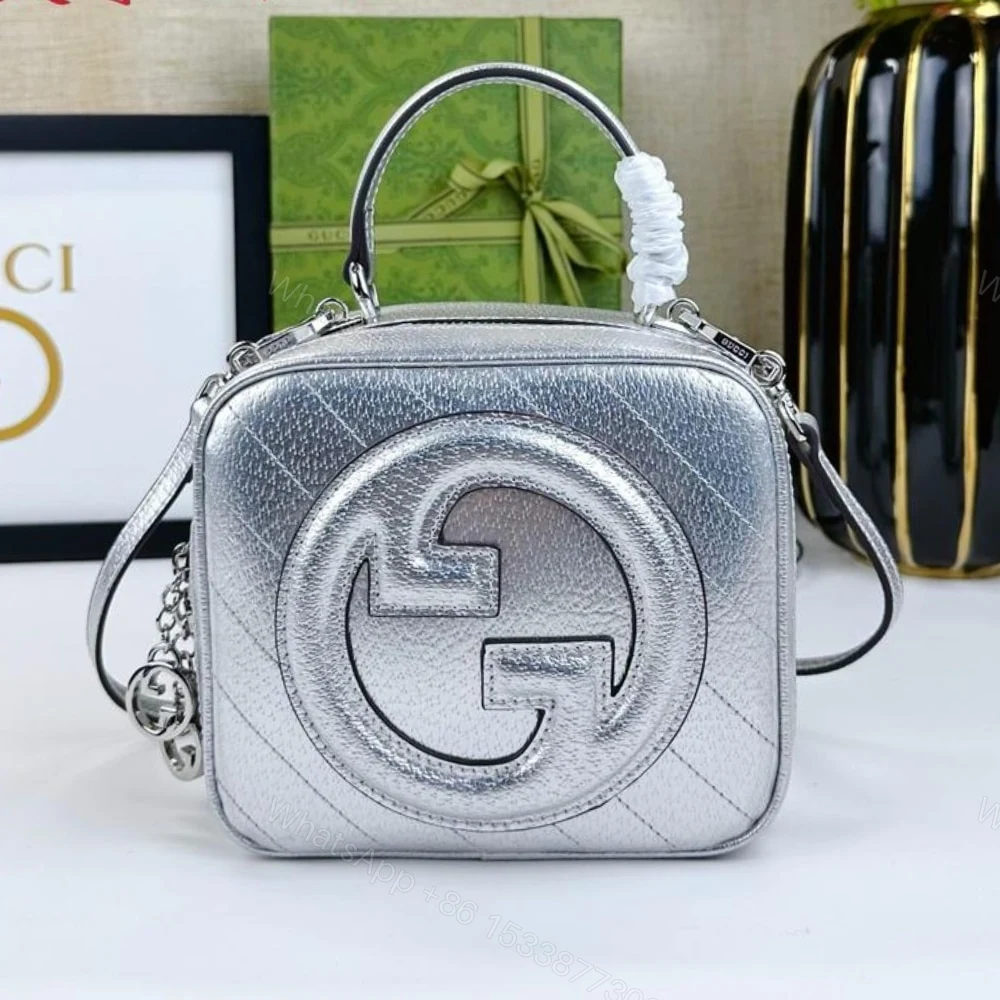 View 2 of Gucci Blondie Small Top Handle Bag Metallic Silver 17Cm 744434 AACBO 8106
