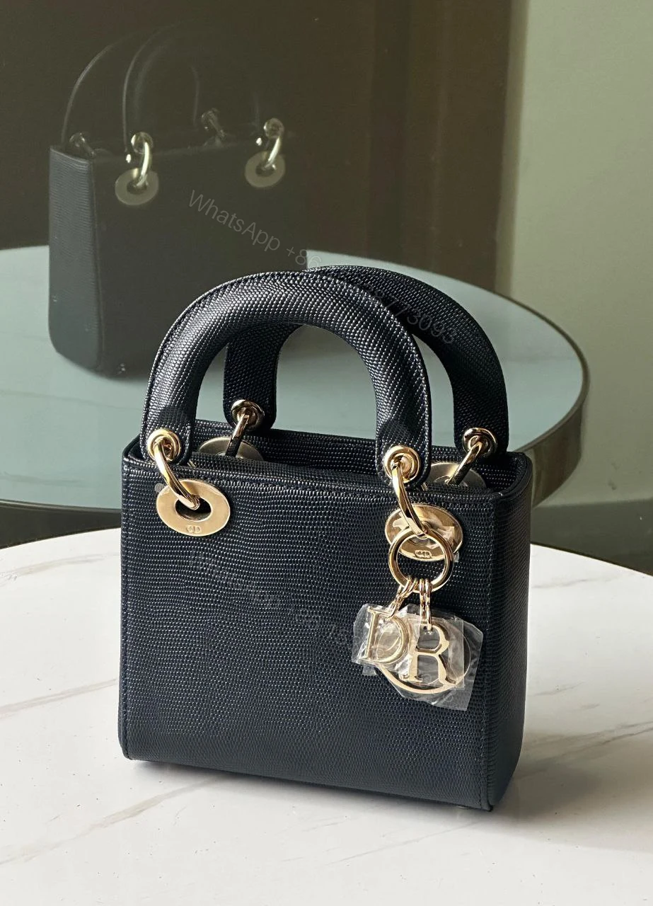 View 5 of Embossed Patent Leather Mini Lady Dior Tote