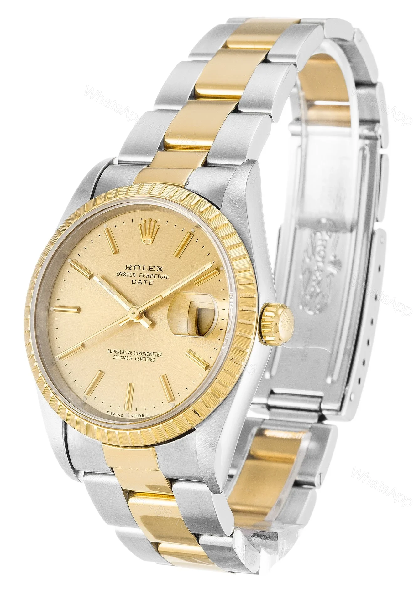 View 2 of Replica Rolex Oyster Perpetual Date Champagne Dial 15223 34 mm