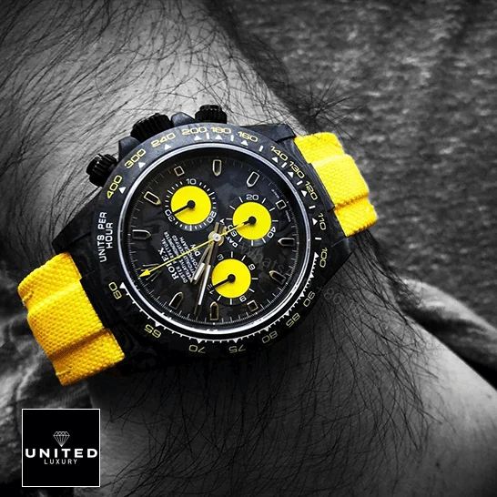 View 9 of Rolex Daytona DiW NTPT Carbon 46490 Lemon Edition Replica
