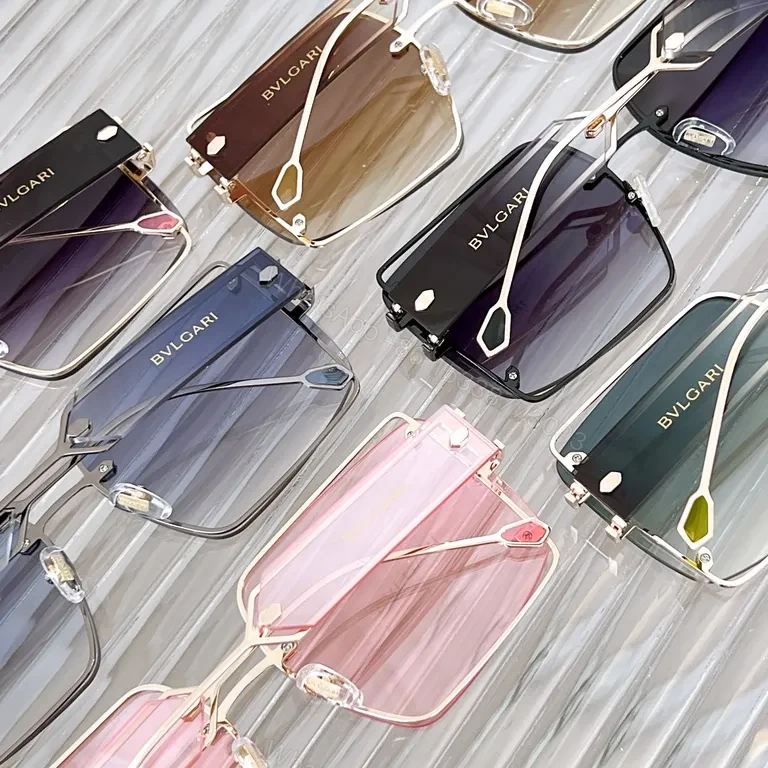 View 9 of Pink Rose-Glide Square Sunglasses: Rose-Gold, BVLGARI Style, UV400 Lenses