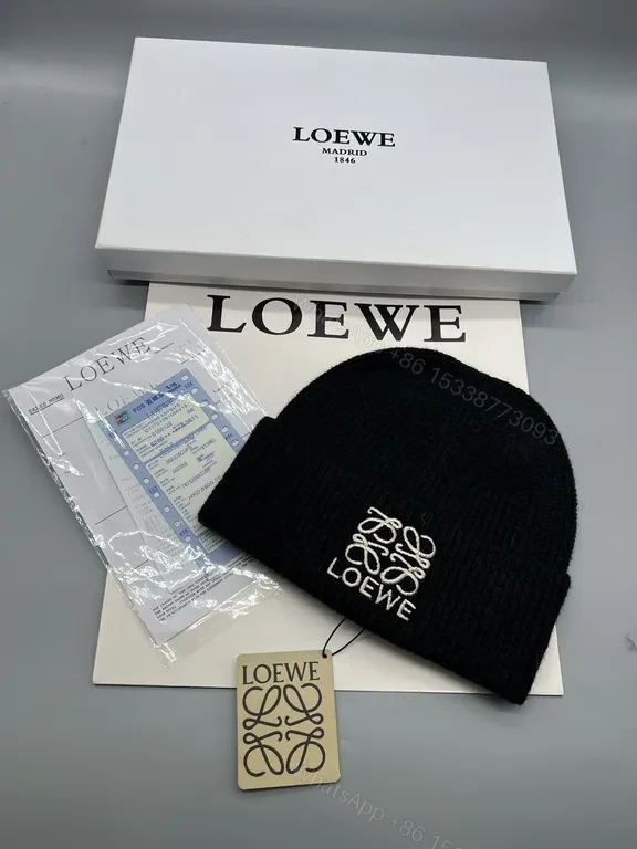 Iconic LOEWE Beanie: Black Wool Blend, Minimal Luxury, All-Season Warmth Beanie — view 1