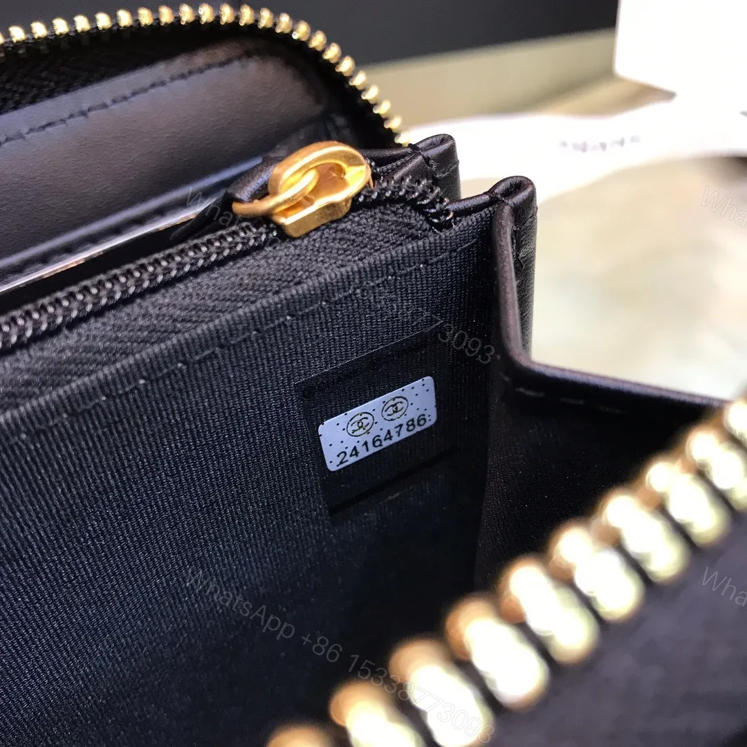 View 2 of Chanel Wallet Black Grained Leather Gold Lock 19×10.5cm