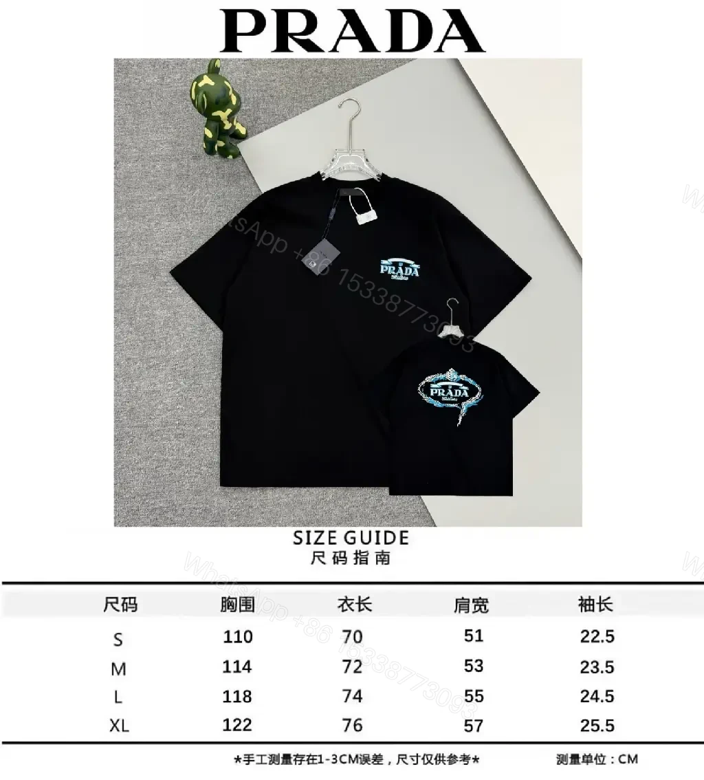View 9 of Black Cotton Blend Tee with Prada Milano Graphic Embellishment