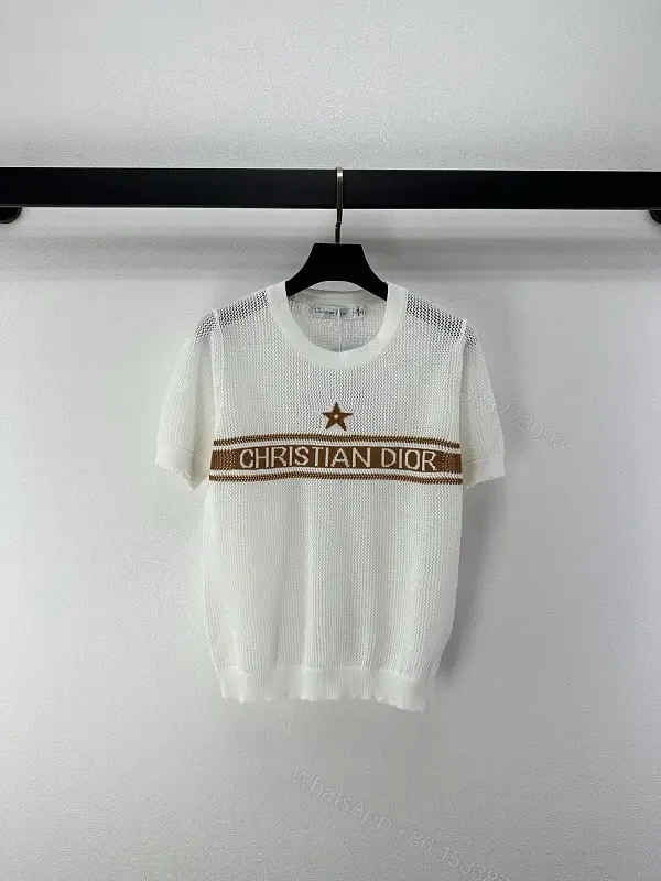 White Mesh Star Logo Knit T-shirt Christian Dior — view 1