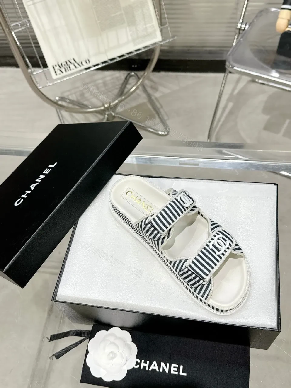 View 5 of Navy Stripes Comfort Sandals: Luxe Everyday Style