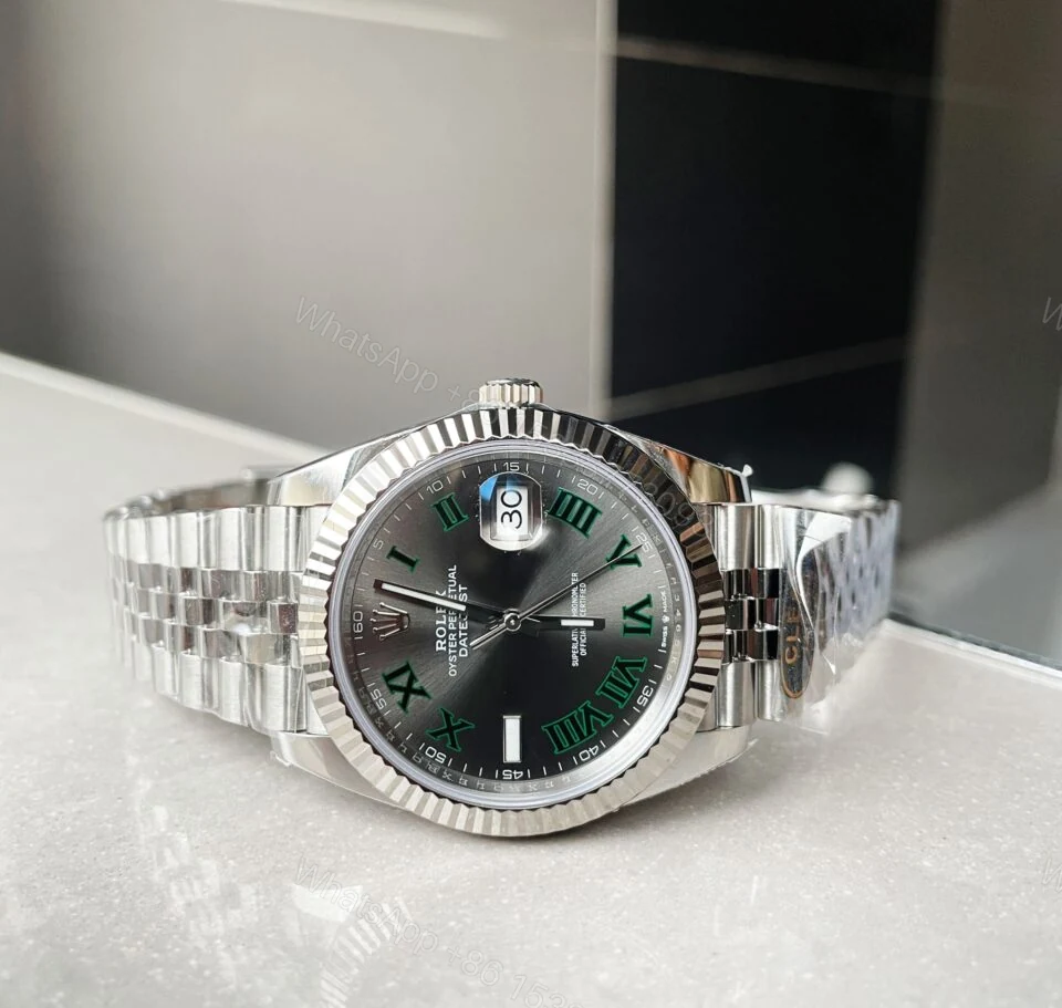 View 3 of Rolex DateJust Men “wimbledon”SS Grey textured Dial Roman Markers