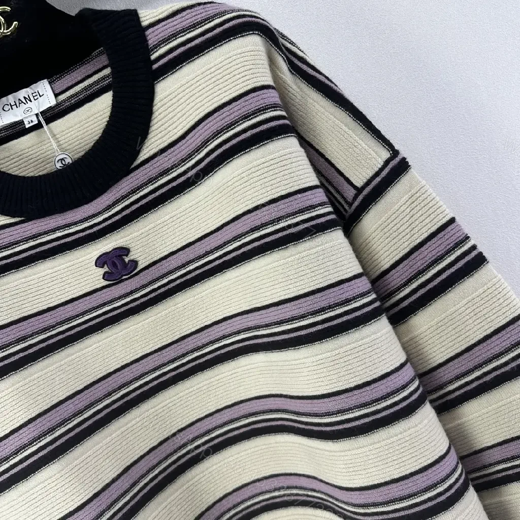 View 5 of Stripe Knit Crewneck Sweatshirt: Soft Textured Comfort
