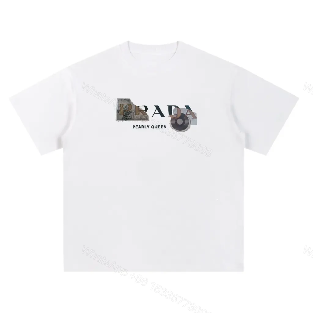 View 11 of White Cotton Minimalist Graphic Tee with Pearlescent Accent