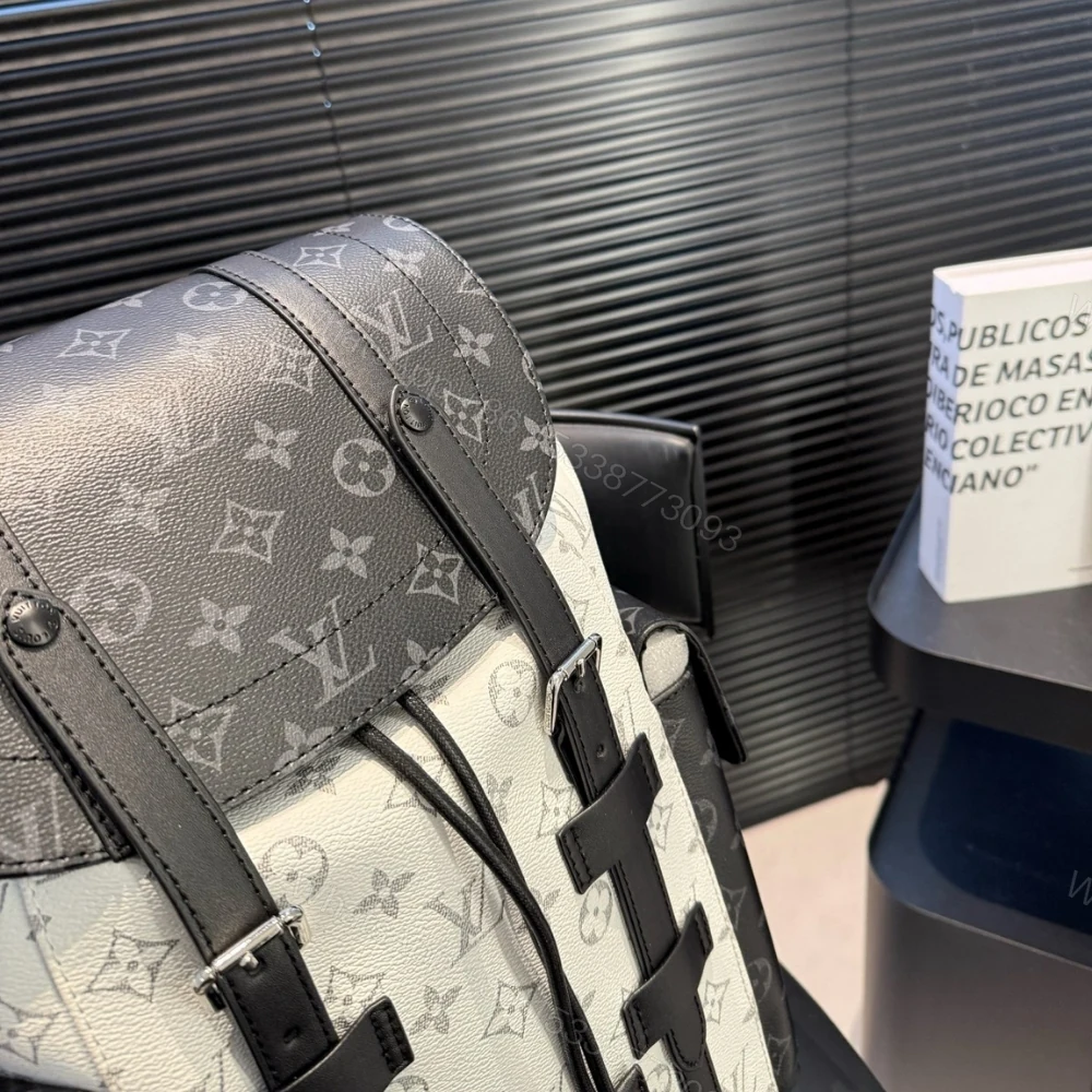 View 5 of Louis Vuitton Christopher PM Backpack Monogram Eclipse Black White 42Cm