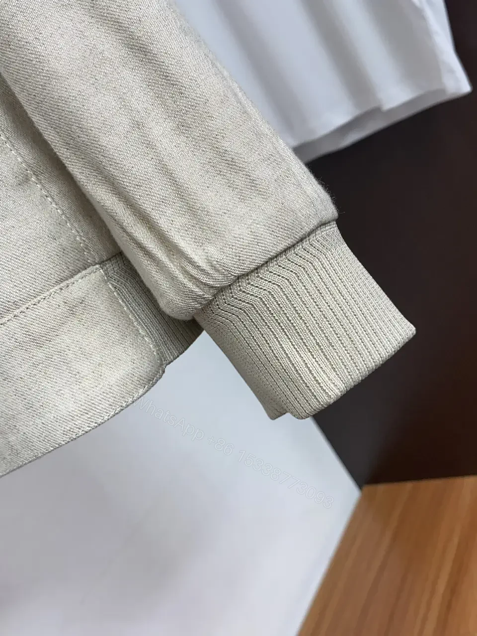 View 2 of Light Beige/Ash Bomber Jacket: Smooth Matte, Minimal Details