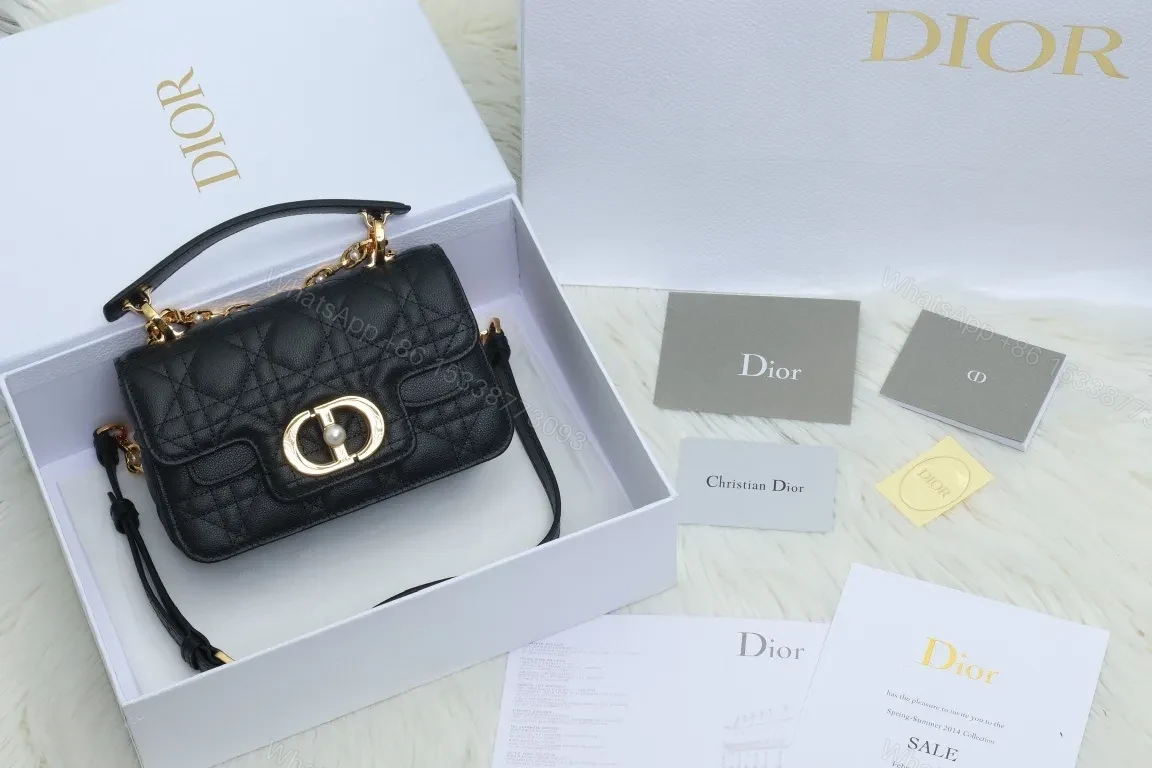 Black Micro-Quilt Leather Shoulder Bag with Gold Hardware — view 1