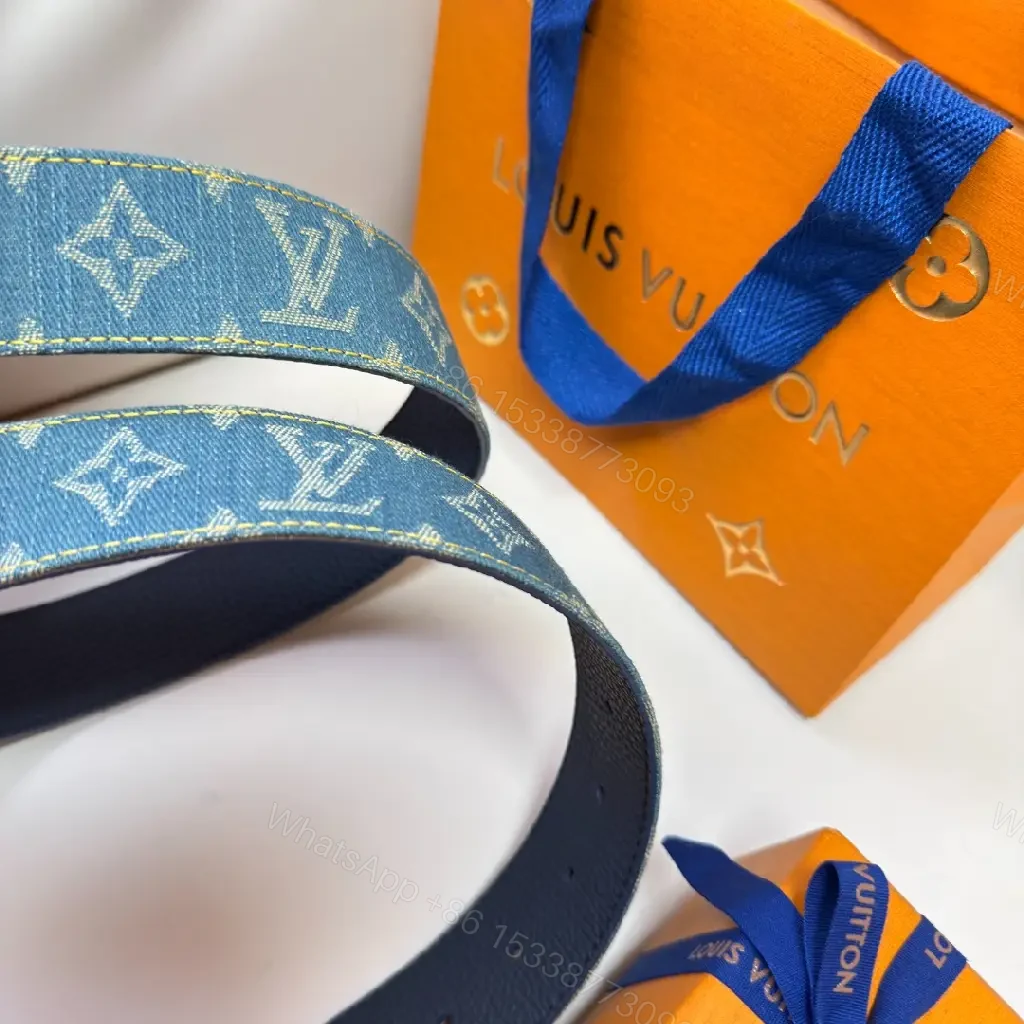 View 10 of Denim-Canvas Luxe Belt with Signature Monogram Buckle