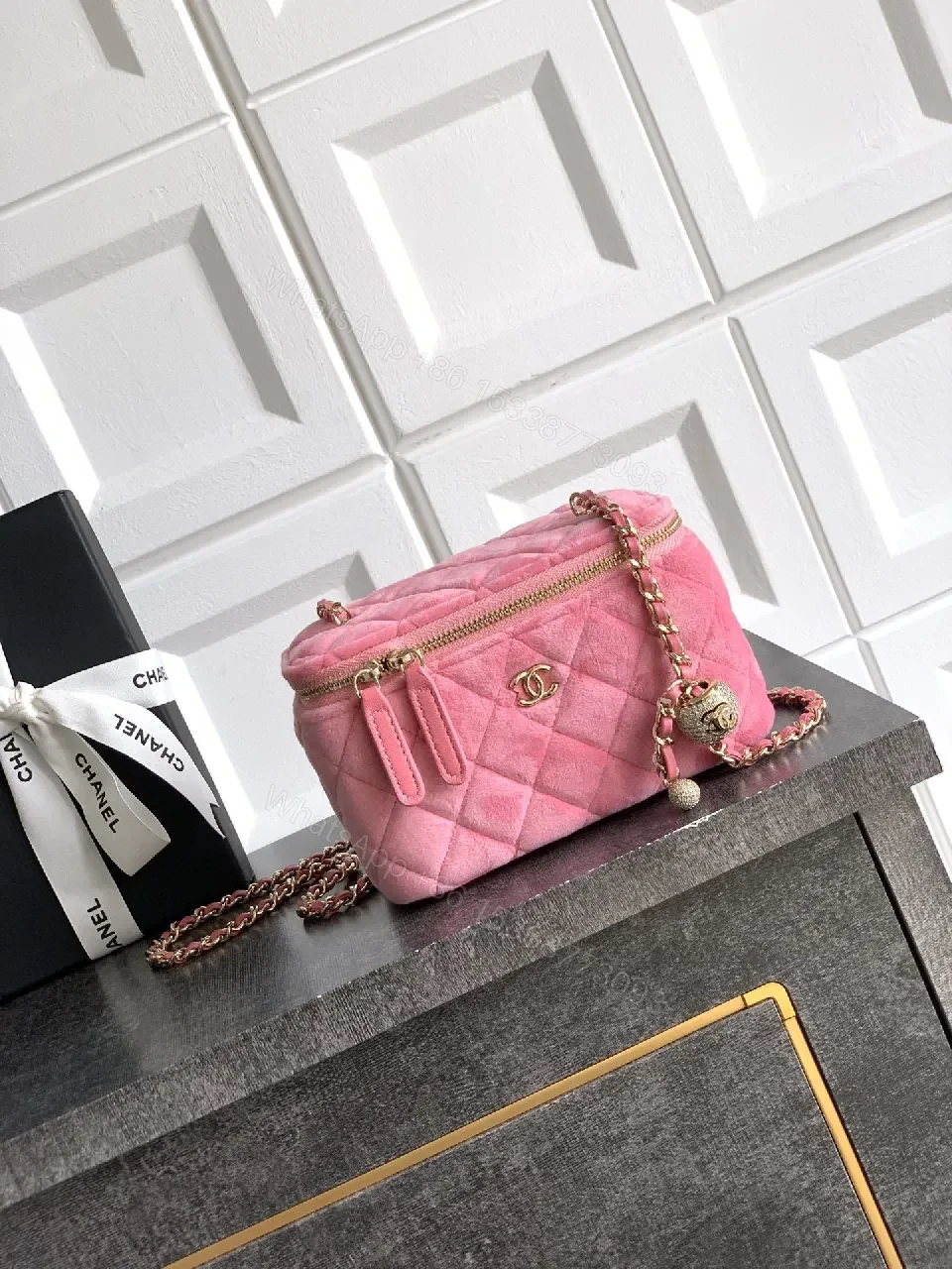 Soft Pink Quilted Crossbody: Modern Couture-Inspired Charm — view 1