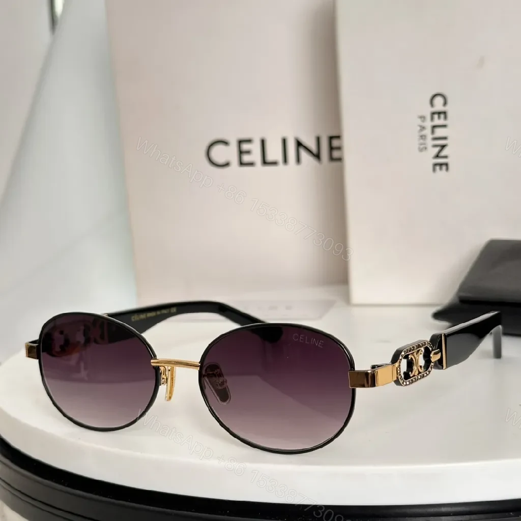 View 5 of Gold-Tone Round Sunglasses with Luxe Detailing