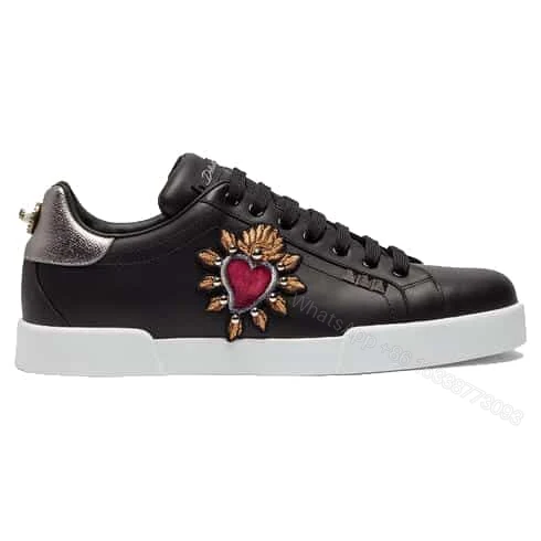 DOLCE & GABBANA SNEAKERS PORTOFINO IN VITELLO NAPPATO CON PATCH – DG022 — view 1