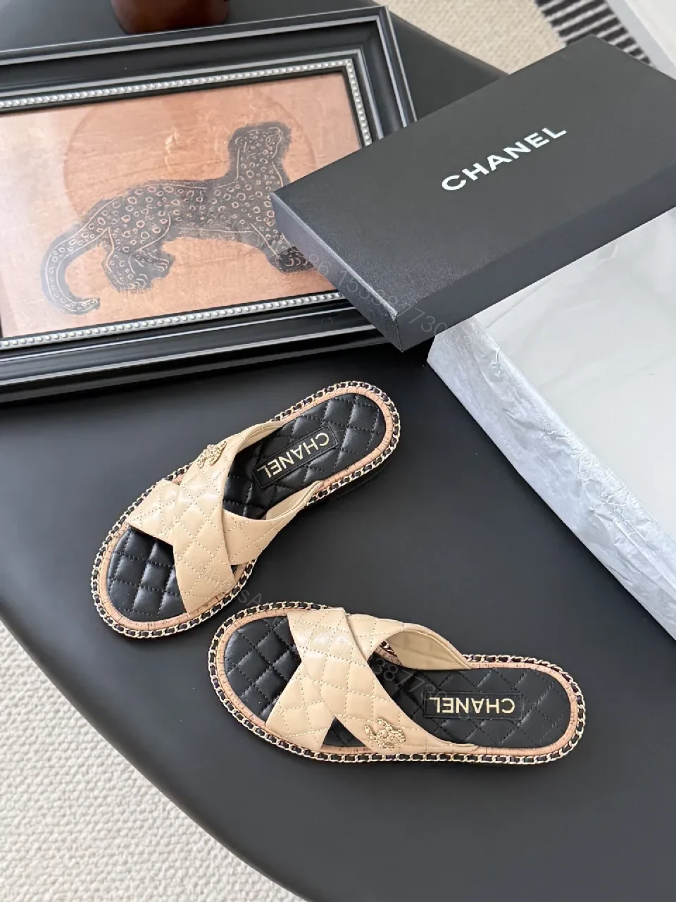 View 7 of Quilted Sandal with Chain Trim – Luxe Everyday Couture