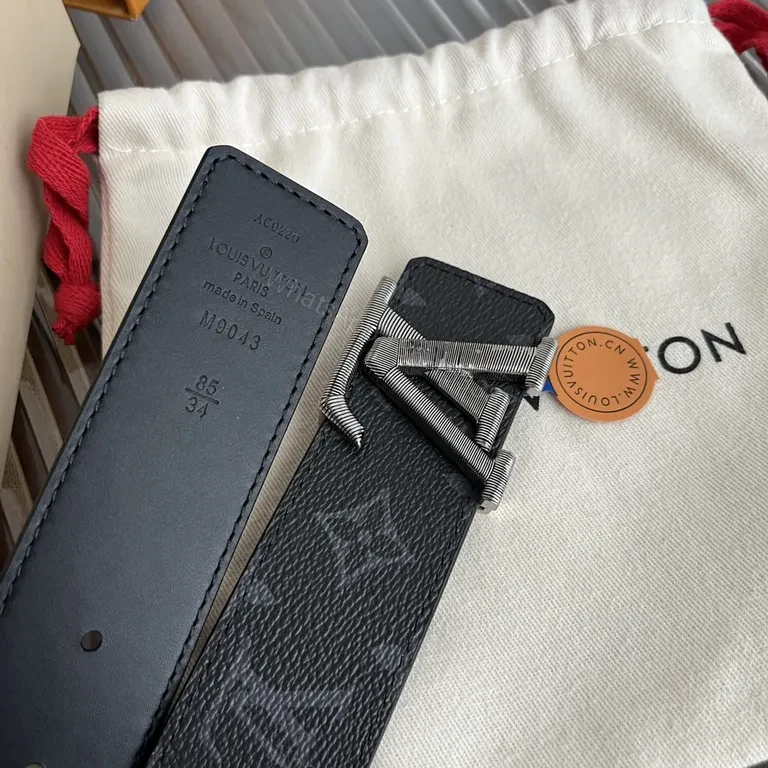 View 3 of Refined LV Monogram Belt with Signature Buckle - Luxury Leather Belt